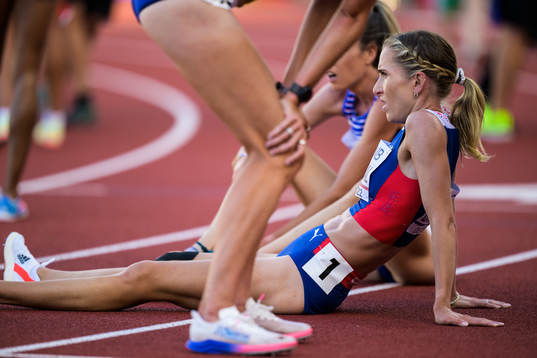 Karoline Bjerkeli Grøvdal of Norway looks dejected
