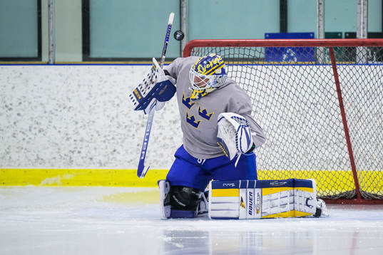 Goaltender Calle Clang of the Swedish under-20 national ice