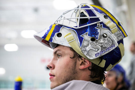 Goaltender Jesper Wallstedt of the Swedish under-20