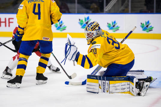 Goaltender Calle Clang of Sweden