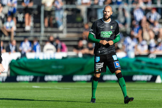 Varbergs Robin Simovic före fotbollsmatchen i Allsvenskan