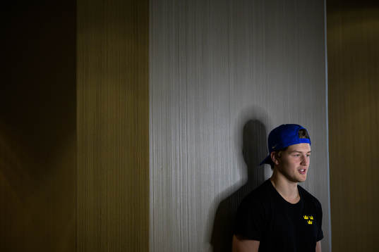 Oskar Olausson of Sweden at a press meet