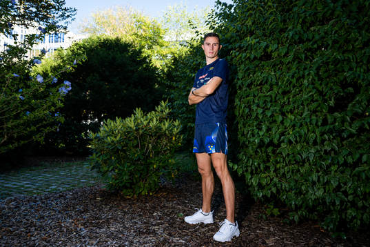 Thobias Montler of the Swedish athletics team poses for a