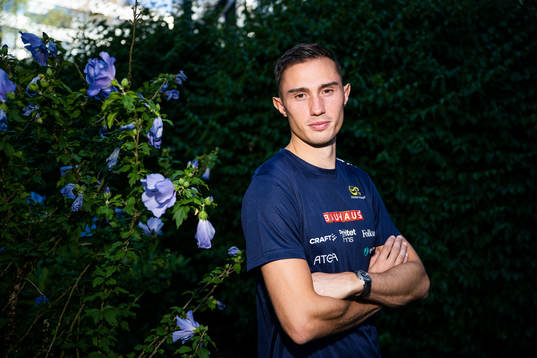 Thobias Montler of the Swedish athletics team poses for a