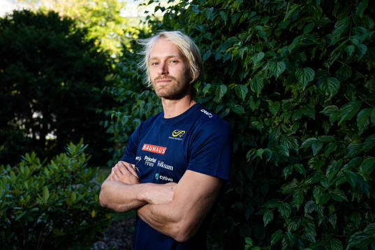 Marcus Nilsson of the Swedish athletics team poses for a