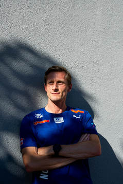 Ferdinand Kvan Edman of the Norwegian athletics team poses
