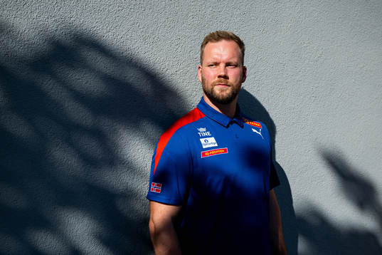 Eivind Henriksen of the Norwegian athletics team poses for
