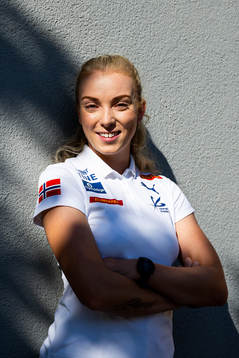 Linn Oppegaard of the Norwegian athletics team poses for a