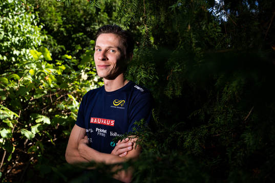 Andreas Almgren of the Swedish athletics team poses for a