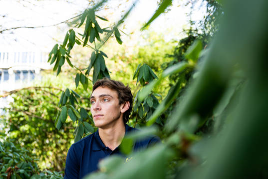Armand Duplantis of the Swedish athletics team poses for a