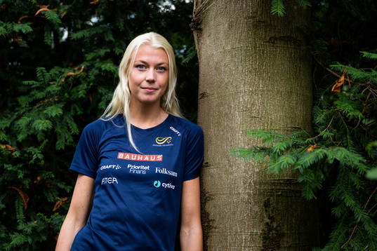 Maja Nilsson of the Swedish athletics team poses for a