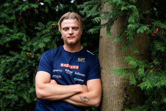 Jakob Samuelsson of the Swedish athletics team poses for a