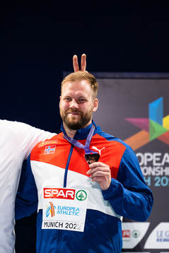 Eivind Henriksen of Norway at the medal ceremony for