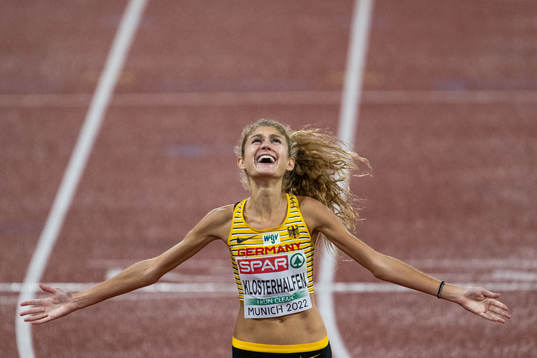 Konstanze Klosterhalfen of Germany celebrates winning