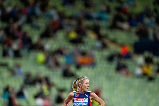 Karoline Bjerkeli Grøvdal of Norway looks dejected