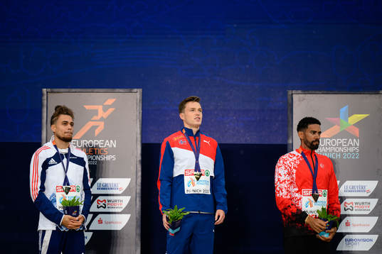 Wilfried Happio of France, Karsten Warholm of Norway and