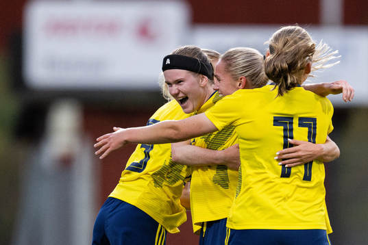 Linn Vickius of Sweden celebrates the 1-1 goal