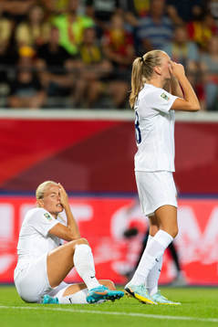 Guro Bergsvand of Norway looks dejected
