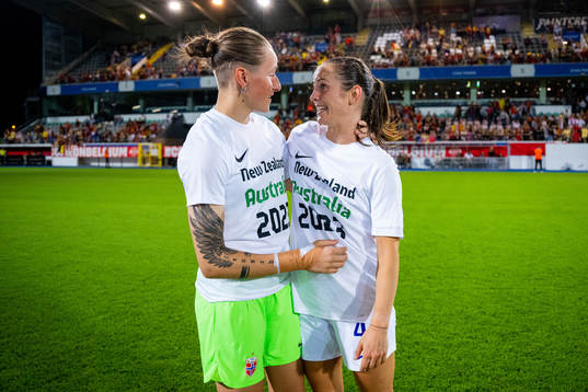Goalkeeper Rugile Maria Rulyte and Tuva Hansen of Norway
