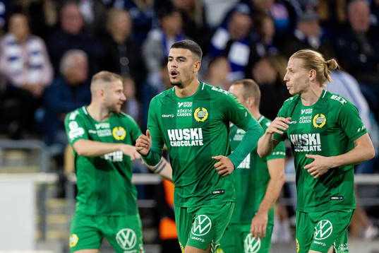 Hammarbys Edvin Kurtulus och Gustav Ludwigson jublar