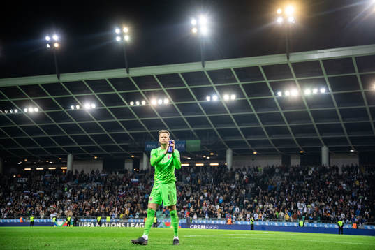 Goalkeeper Ørjan Håskjold Nyland of Norway looks dejected