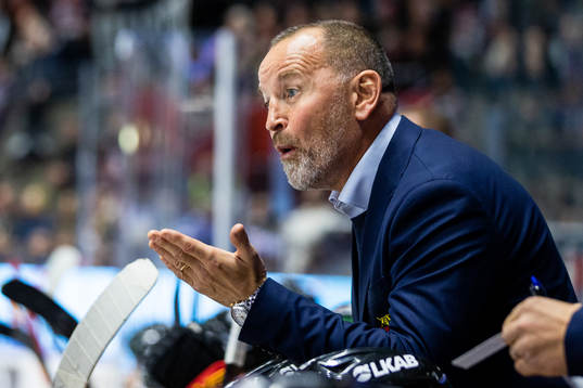 Luleås tränare Thomas Berglund reagerar på en utvisning