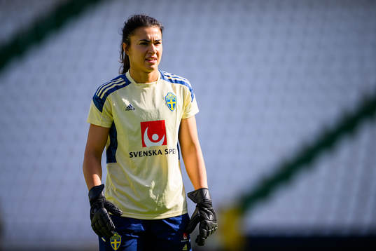 Goalkeeper Zecira Musovic of the Swedish women's national