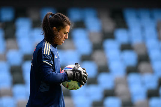 Goalkeeper Zecira Musovic of the Swedish women's national