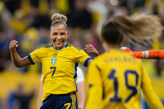 Madelen Janogy of Sweden celebrates the 3-0 goal