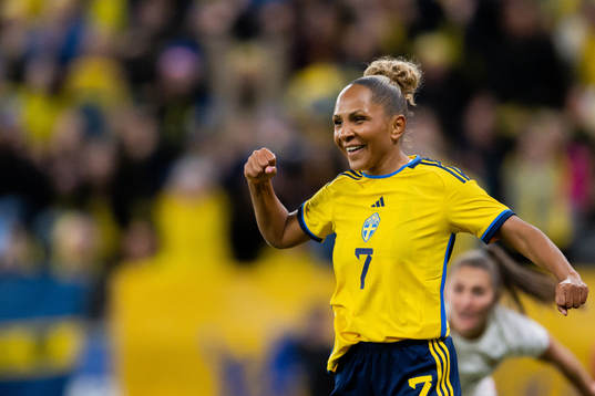 Madelen Janogy of Sweden celebrates the 3-0 goal