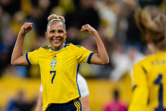 Madelen Janogy of Sweden celebrates the 3-0 goal
