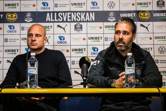 Mjällbys tränare Andreas Brännström och Hammarbys