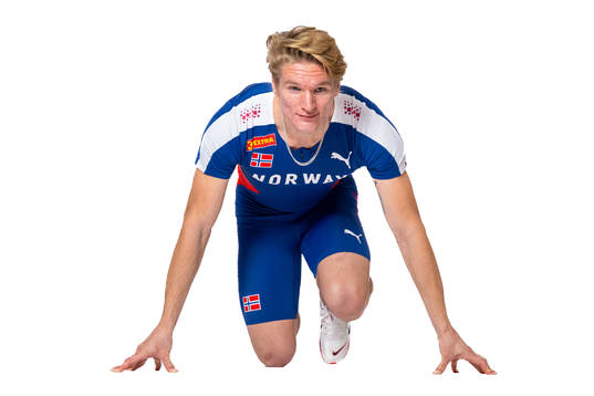 Vegard Sverd of the Norwegian national athletics team poses