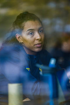 Jamina Roberts of Sweden at a press event