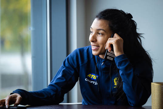 Jamina Roberts of Sweden at a press event