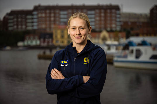 Emma Lindqvist of Sweden at a press event