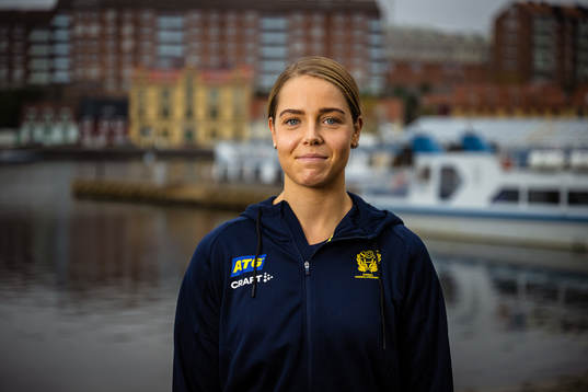 Linn Hansson of Sweden at a press event