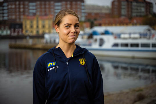 Linn Hansson of Sweden at a press event