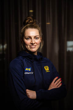 Kristin Thorleifsdóttir of Sweden at a press event