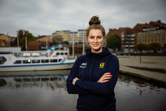 Kristin Thorleifsdóttir of Sweden at a press event