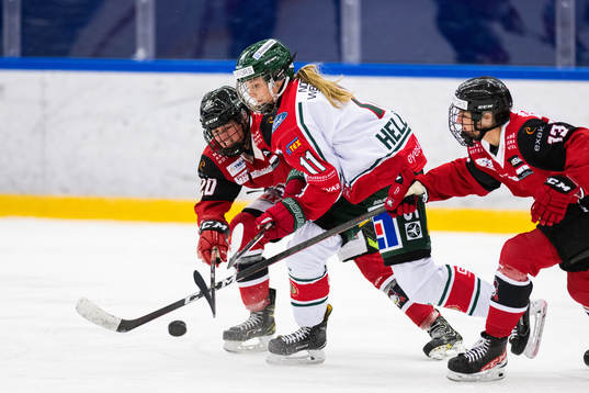 Frölundas Ella Hellman och Malmö Redhawks Silke Glud och