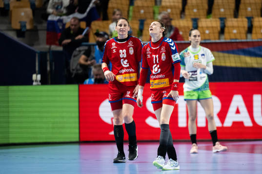 Jovana Stoiljkovic and Kristina Liscevic of Serbia look