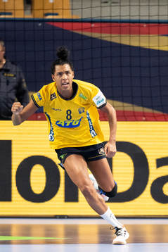 Jamina Roberts of Sweden celebrates and Mie Enggrob