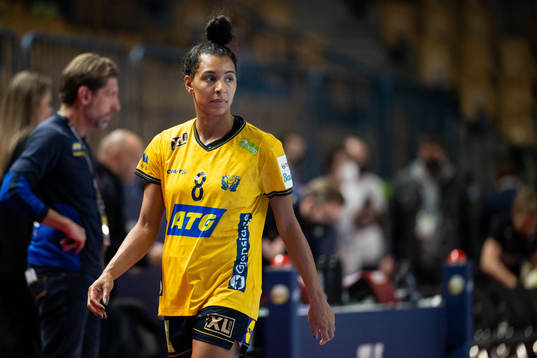 Jamina Roberts of Sweden looks dejected