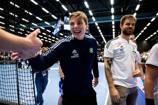 Goalkeeper Erik Hvenfelt of Ystad IF celebrates