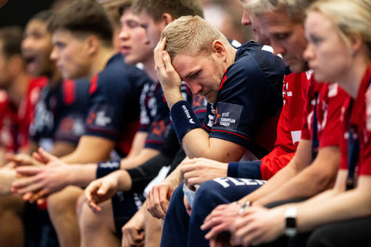 Anton Lindskog of Flensburg looks dejected