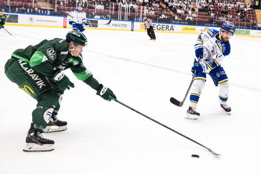Färjestads Per Åslund och Leksands Oskar Lang