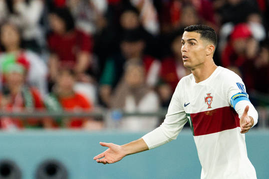 Cristiano Ronaldo of Portugal reacts