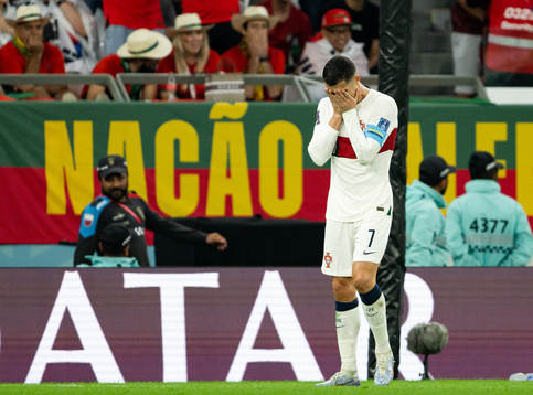 Cristiano Ronaldo of Portugal looks dejected