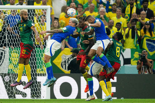 Pedro and Casemiro of Brazil against Eric Maxim